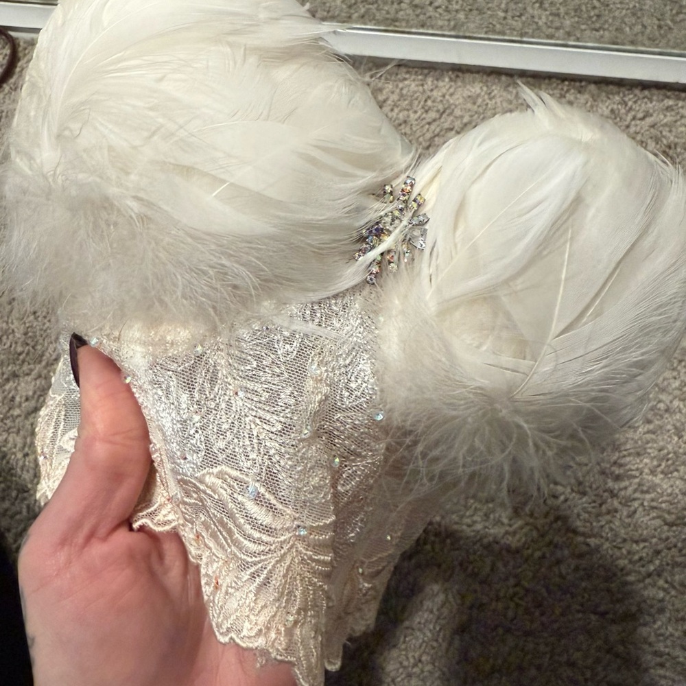 Elegant White Feathered Lace Top